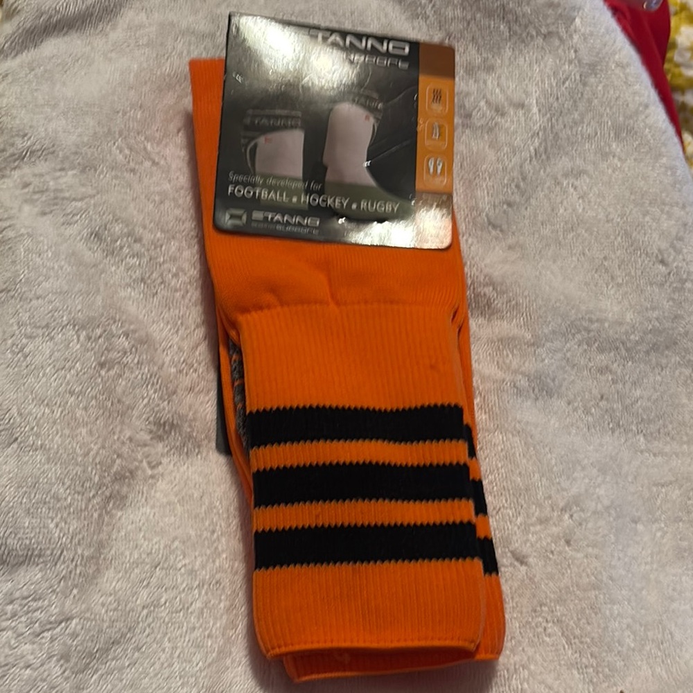NWT Stanno Men's Orange and Black Sports Ring Socks